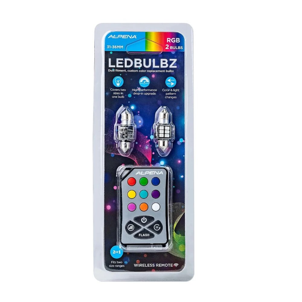 Alpena LED Bulbz 31-36MM Base Wireless RGB Replacement Bulbs- New Sealed in Pkg.